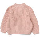 'Sister' Pink Cotton Knit Baby Cardigan with Embroidery Detail - 0-12M