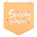 'Spooky Season' Pastel Orange Halloween Hanging Plaque - 22cm