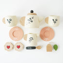Vintage Style Wooden Tea Set & Tray – 12 Piece Floral Play Kitchen Tea Party Set by Le Toy Van