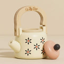 Vintage Style Wooden Toy Kettle with Removable Lid & Handle – Floral Cream Play Kitchen Accessory by Le Toy Van