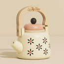 Vintage Style Wooden Toy Kettle with Removable Lid & Handle – Floral Cream Play Kitchen Accessory by Le Toy Van