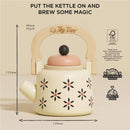 Vintage Style Wooden Toy Kettle with Removable Lid & Handle – Floral Cream Play Kitchen Accessory by Le Toy Van