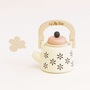 Vintage Style Wooden Toy Kettle with Removable Lid & Handle – Floral Cream Play Kitchen Accessory by Le Toy Van