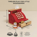Vintage Wooden Toy Cash Register with Drawer, Coins & Notes – Shop Till Roleplay Set by Le Toy Van