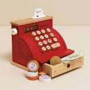 Vintage Wooden Toy Cash Register with Drawer, Coins & Notes – Shop Till Roleplay Set by Le Toy Van