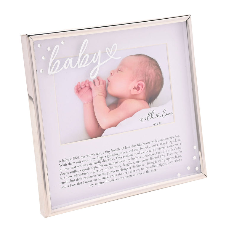 With Love 'Baby' Sentiment Silver Photo Frame - 6" x 4"
