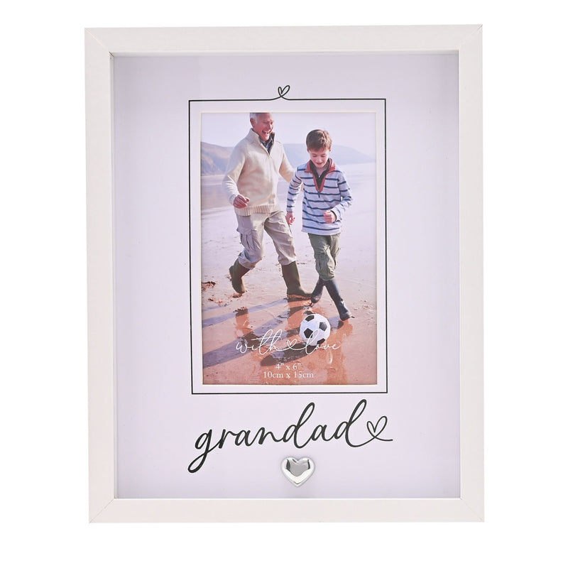 With Love 'Grandad' Heartlines White Photo Frame - 4" x 6"