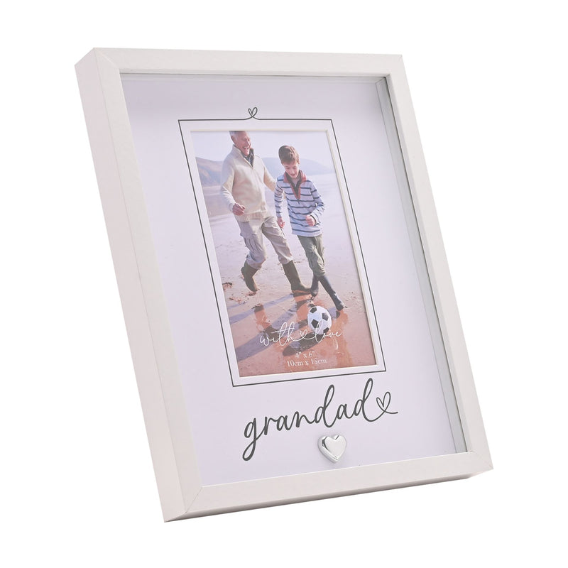 With Love 'Grandad' Heartlines White Photo Frame - 4" x 6"