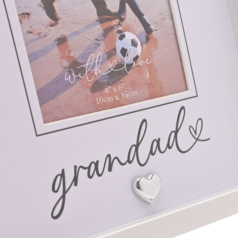 With Love 'Grandad' Heartlines White Photo Frame - 4" x 6"