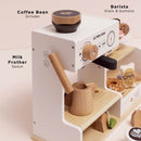 Wooden Barista Café Shop with Coffee Machine & Bakery Treats – 18 Piece Pretend Play Café Set by Le Toy Van