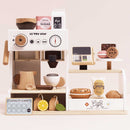 Wooden Barista Café Shop with Coffee Machine & Bakery Treats – 18 Piece Pretend Play Café Set by Le Toy Van