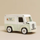 Wooden Café Van Toy with Flip-Up Roof, Illustrated Menu & Serving Accessories – Pretend Play Vehicle by Le Toy Van