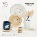 Wooden Cutlery & Dinner Set with Fabric Napkin – 10 Piece Pretend Play Dining Collection by Le Toy Van