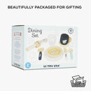 Wooden Cutlery & Dinner Set with Fabric Napkin – 10 Piece Pretend Play Dining Collection by Le Toy Van
