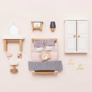 Wooden Dolls House Bedroom Furniture – Miniature Sleep & Dressing Set by Le Toy Van