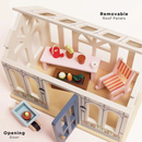 Wooden Dolls House Conservatory & Garden Playset – 16 Piece Outdoor Furniture & Accessories Set