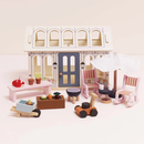 Wooden Dolls House Conservatory & Garden Playset – 16 Piece Outdoor Furniture & Accessories Set