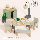 Wooden Dolls House Dining Room Furniture – 18 Piece Miniature Set by Le Toy Van