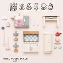 Wooden Dolls House Kitchen Furniture – 20 Piece Miniature Set by Le Toy Van