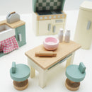 Wooden Dolls House Kitchen Furniture – 20 Piece Miniature Set by Le Toy Van