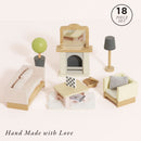 Wooden Dolls House Living Room Furniture – 19 Piece Miniature Set by Le Toy Van