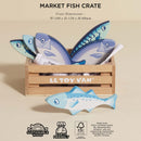 Wooden Market Fish Play Food Crate – 8 Piece Pretend Play Seafood Set by Le Toy Van