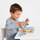 Wooden Market Fish Play Food Crate – 8 Piece Pretend Play Seafood Set by Le Toy Van