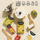 Wooden Organic Pasta Play Food Set with Cooking Accessories – 12 Piece Pretend Play Kitchen Collection by Le Toy Van