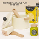 Wooden Organic Pasta Play Food Set with Cooking Accessories – 12 Piece Pretend Play Kitchen Collection by Le Toy Van