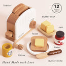 Wooden Pop-Up Toaster & Breakfast Set with Accessories – 12 Piece Pretend Play Kitchen Toy by Le Toy Van