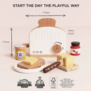 Wooden Pop-Up Toaster & Breakfast Set with Accessories – 12 Piece Pretend Play Kitchen Toy by Le Toy Van
