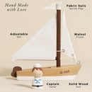 Wooden Sailing Boat with Captain – Nautical Play Vehicle by Le Toy Van