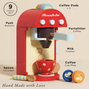 Wooden Toy Coffee Machine with Coffee Pods & Cup – 9 Piece Pretend Play Café Set by Le Toy Van