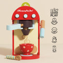 Wooden Toy Coffee Machine with Coffee Pods & Cup – 9 Piece Pretend Play Café Set by Le Toy Van