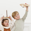 Wooden Toy Passenger Plane with Spinning Propellers – Vintage Airline Adventure Aircraft by Le Toy Van