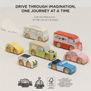 Wooden Vintage Toy Cars Collection – 7 Piece Retro Vehicle Set by Le Toy Van