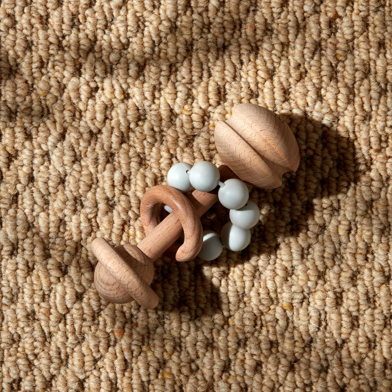 PRE-ORDER Grey Wood & Silicone Rattle Teething Toy