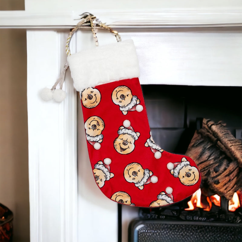 Disney Winnie the Pooh Pattern Plush Christmas Stocking