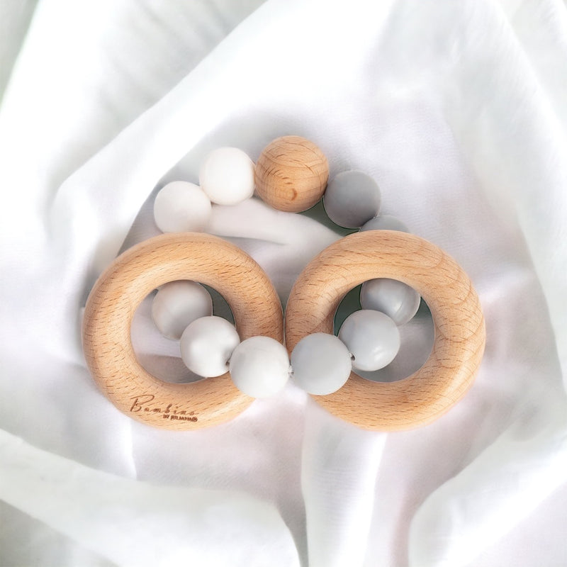 PRE-ORDER Grey Wood & Silicone Rings Teether