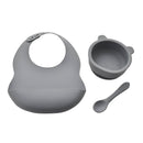 Bambino Grey Silicone Feeding Set With Bib, Bowl & Spoon