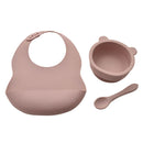 PRE-ORDER Bambino Pink Silicone Feeding Set With Bib, Bowl & Spoon