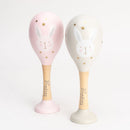 Bambino Rabbit Set of Wooden Maracas - Pink & Grey
