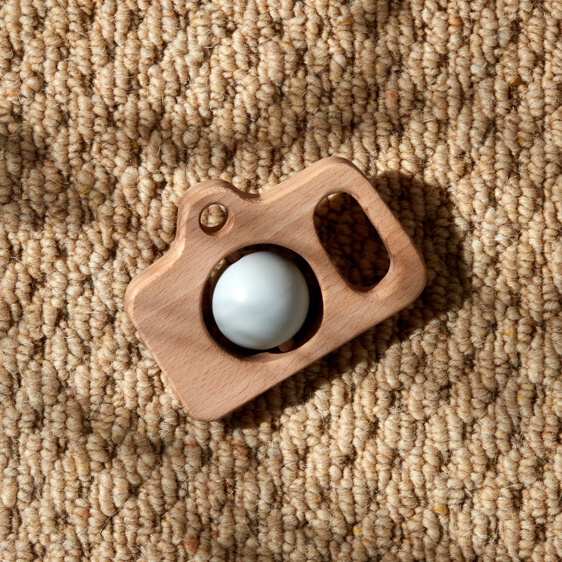 PRE-ORDER Bambino Wood & Silicone Natural Camera Teether