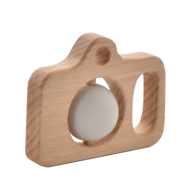 PRE-ORDER Bambino Wood & Silicone Natural Camera Teether