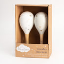 Bambino 'Twinkle Twinkle' Set of Wooden Maracas - White & Grey