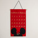 Disney Minnie Mouse Large Gold Embroidered Red Fabric Advent Calendar
