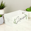 Personalised Botanical White Wooden Storage Crate