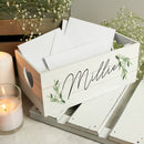 Personalised Botanical White Wooden Storage Crate