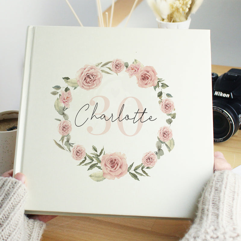 Personalised Floral Wreath Square Photo Album - 6 x 4"