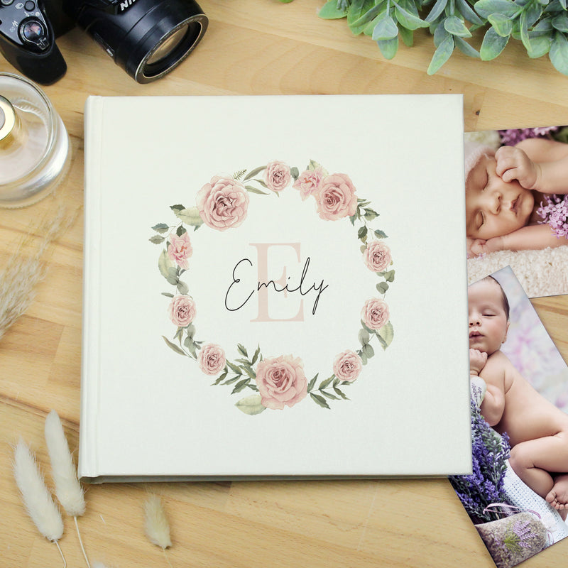 Personalised Floral Wreath Square Photo Album - 6 x 4"